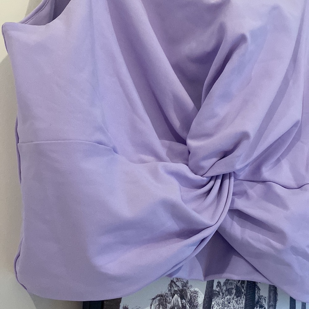 Lilac XL Sports Bra Cotton On Body Tie knot front detail - Picture 2 of 6